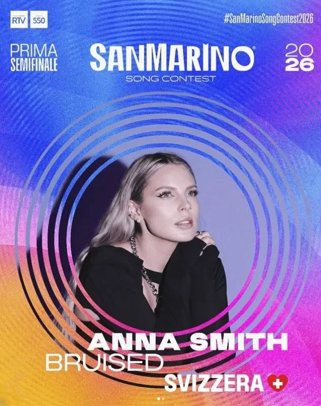 Flyer mit dem Porträt von Anna Smith. Man sieht eine blonde Frau, der Bildrand besteht aus mehrfarbigen Kreisen.